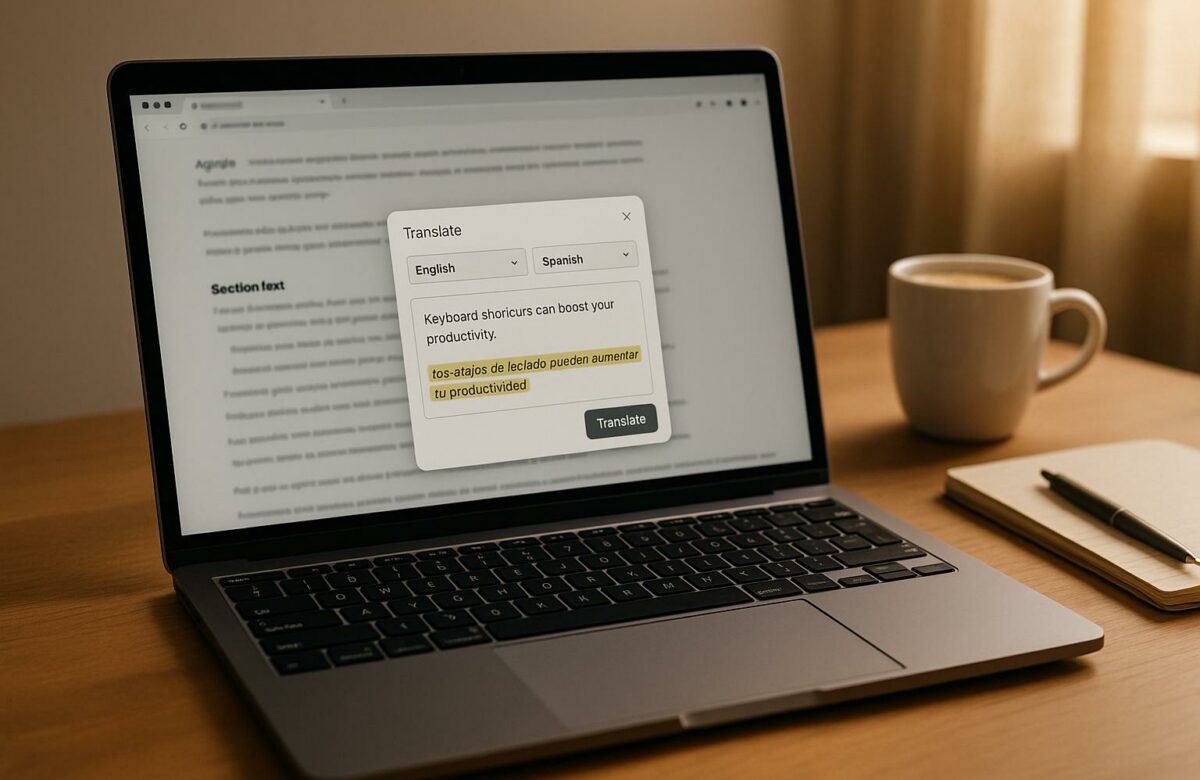 Keyboard Shortcut to Translate Selected Text into Spanish Instantly on Any Webpage